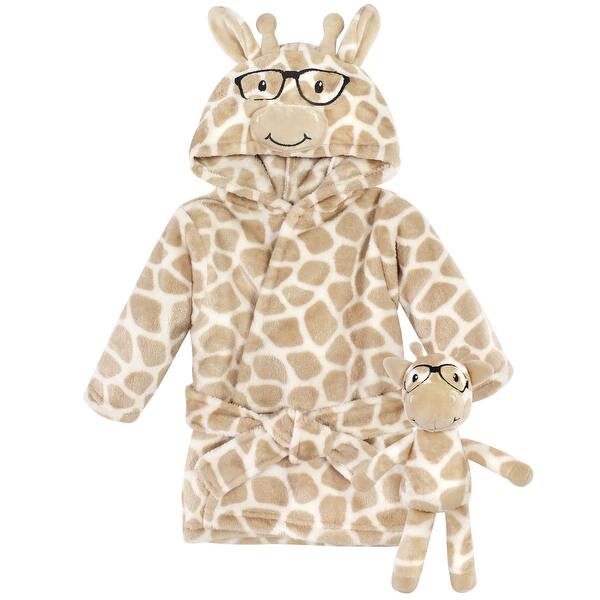 slide 1 of 1, Hudson Baby Plush Bathrobe and Toy Set, Nerdy Giraffe, One Size - Nerdy Giraffe - One Size One Size - Nerdy Giraffe