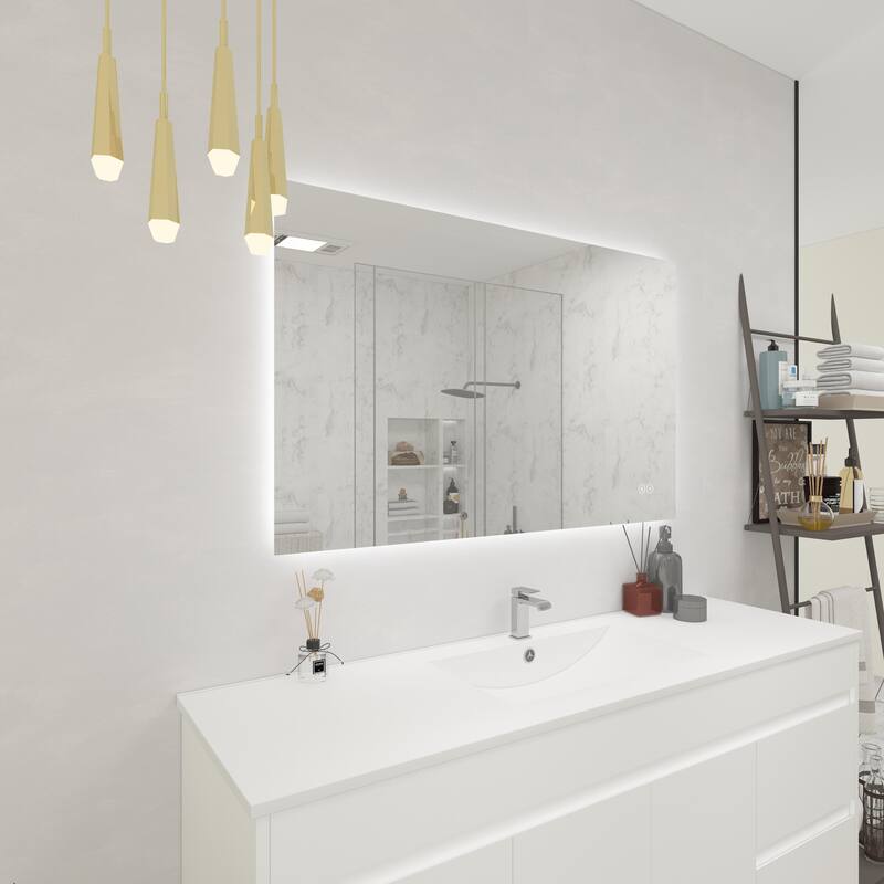 CB HOME LED Bathroom Mirror, Lighted Wall Mounted Vanity Mirror, Anti-fog, Backlit, Dimmable, Frameless, Horizontally/Vertically