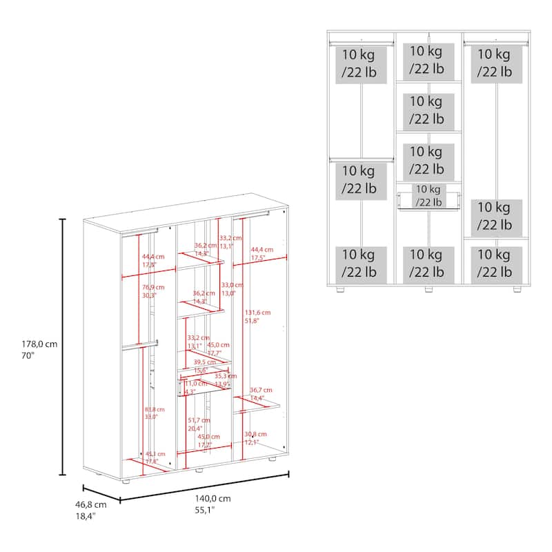 Bariloche 70" High Four- Door, One Drawer Armoire Natural Oak - N/A