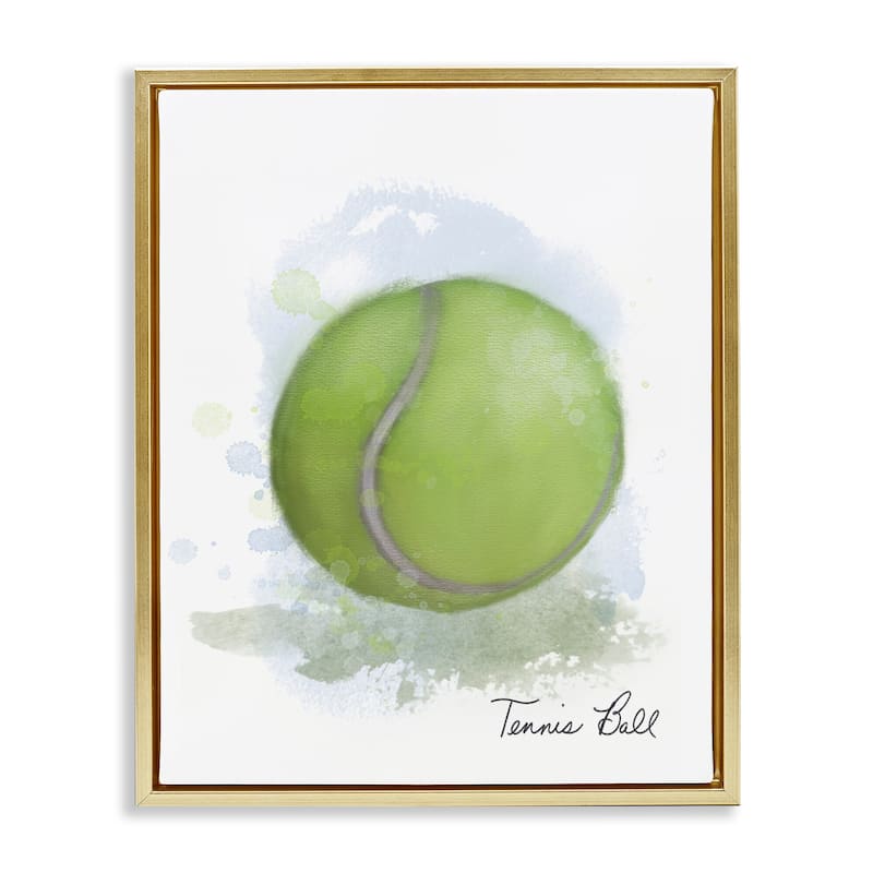Stupell Soft Pastel Tennis Ball Framed Floater Canvas Wall Art Design By Matthew Piotrowicz - 17 x 21 - Gold