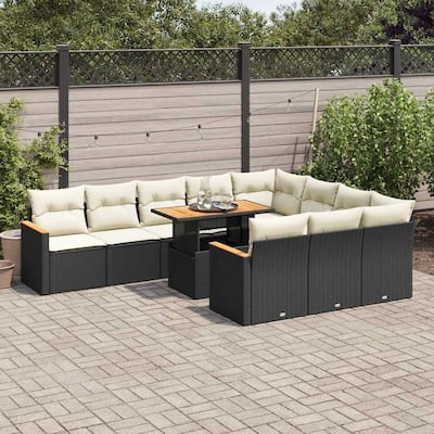 vidaXL Garden Sofa Set Black, Cream White - 21.7 x 39.4 x 28.7 in