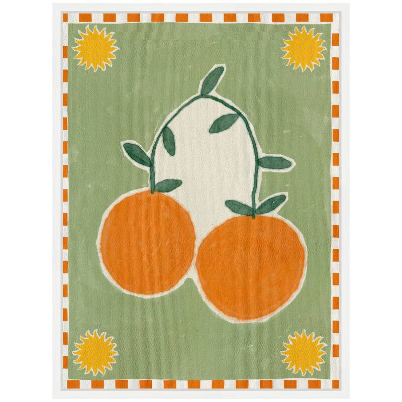 Kate and Laurel Sylvie Lush Duo 5 Orange Framed Canvas by Shatha Al Dafai