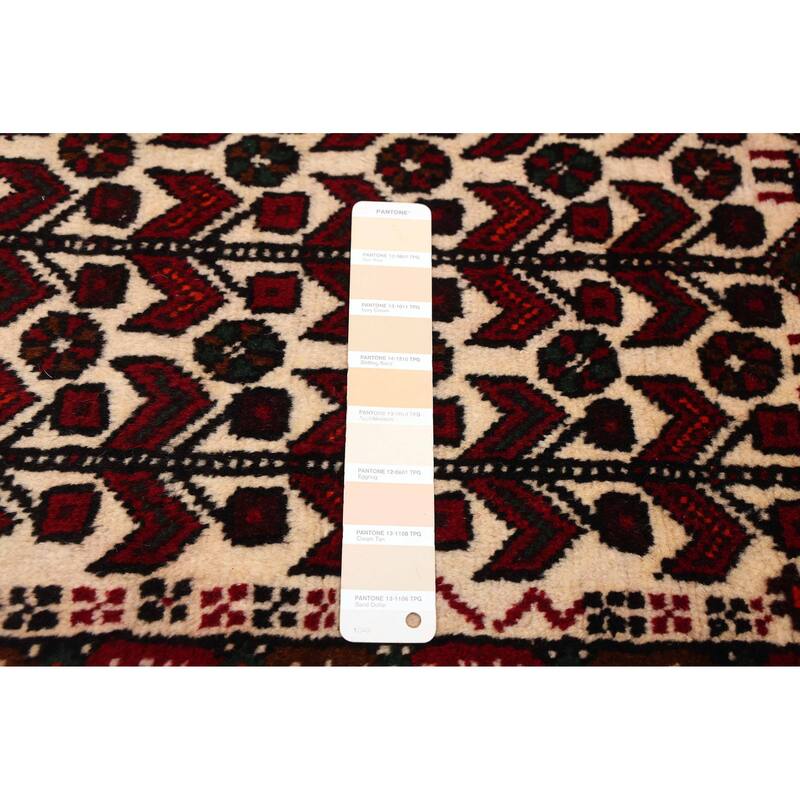 ECARPETGALLERY Hand-knotted Teimani Cream, Red Wool Rug - 3'3 x 6'5