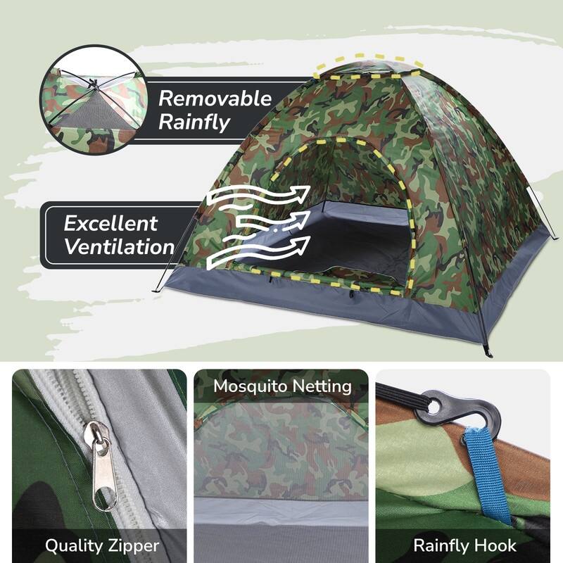 3-4 Person Camping Dome Tent Camouflage - 3-4 Person