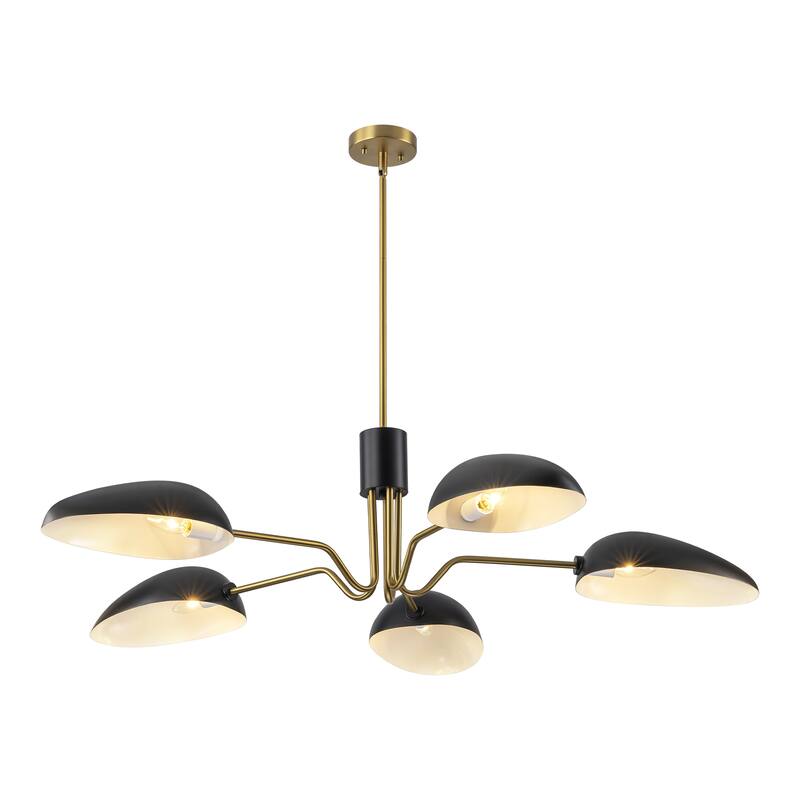 Black 5 - Light Dimmable Modern Chandelier for Living Room - 48.8 in. W x 90.6 in. H