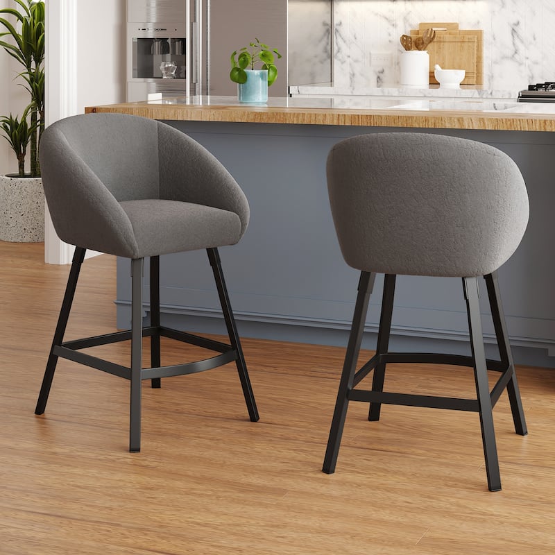 Bar Stools Set of 2,Upholstered Bar Stool with Back, 27 inch Height Counter Height Barstools for Home Kitchen Island