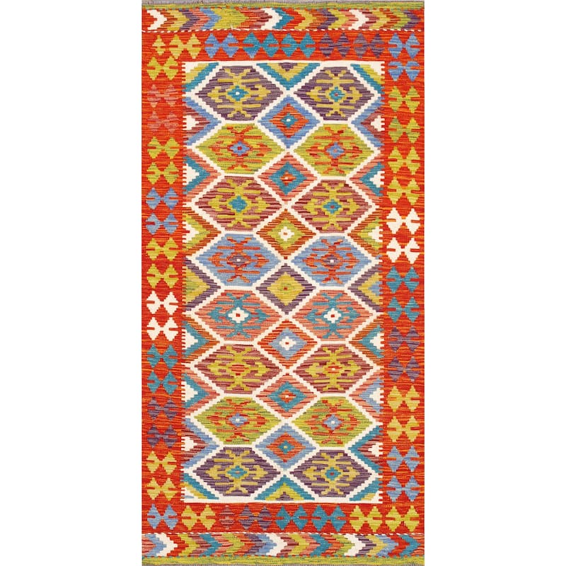 Pasargad Home Kilim Reversible Wool Multicolor Area Rug - 3' 5'' X 6'10'' - 3' 5'' X 6'10''