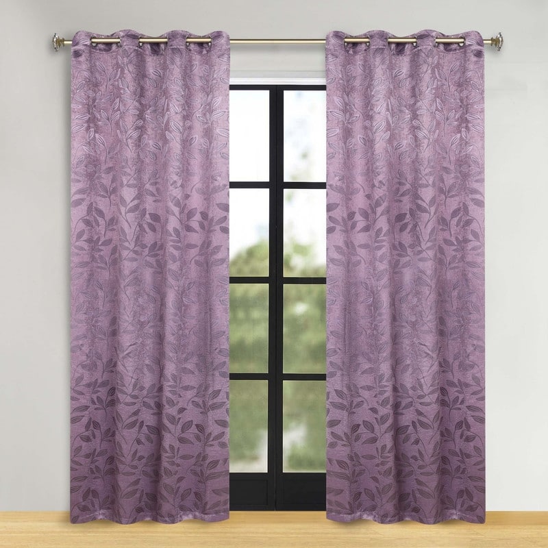 Superior Modern Bohemian Leaves Room Darkening Curtains with Grommets