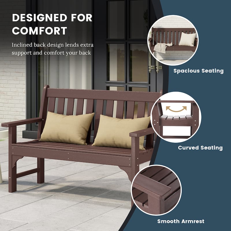 Polytrends Laguna Outdoor Patio 4-Piece Garden Chair and Porch Bench Conversation Set