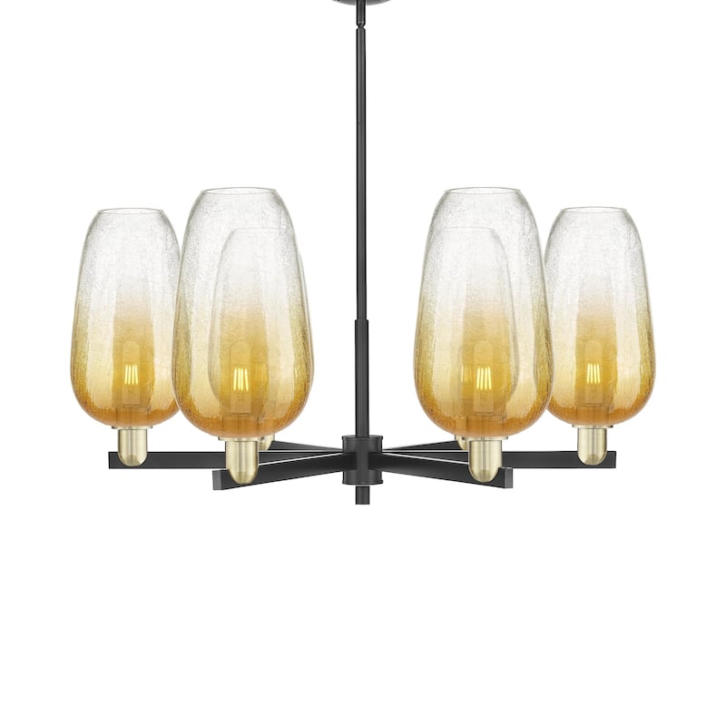 Innovations Lighting 716-6CR-17-24 Brookhaven Flute Chandelier - Black Antique Brass / Amber