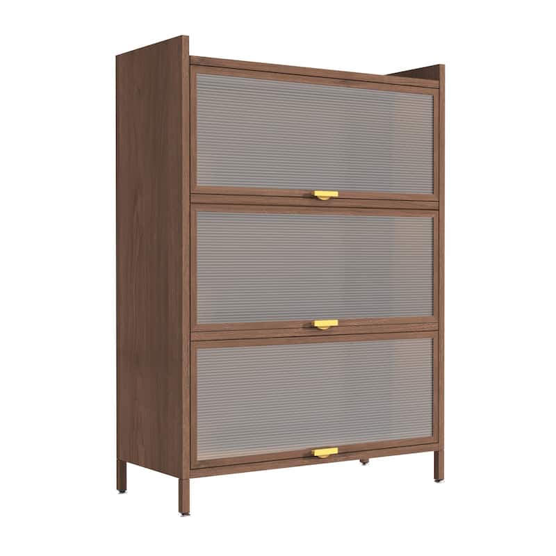 44" Tall Metal 3 Flip Doors Cabinet, with Ample Storage Space for Bedroom, Office, Living Room, Hallway, Entryway