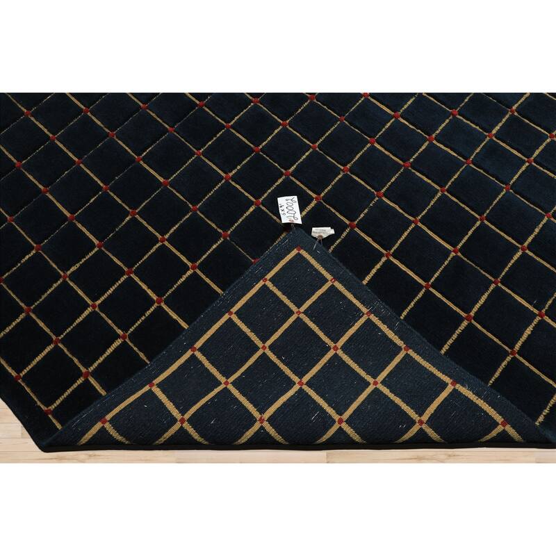 6x9'1'' Hand Knotted Wool Navy Modern & Contemporary Embossed pile Fashion Rug - 6' x 9' 1''