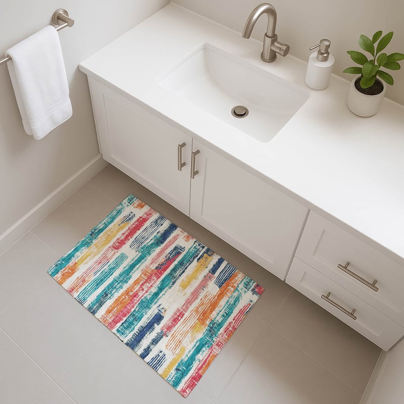 Premium Washable Super Soft Abstract Stripes Mayfield Rug - Ivory - 1'8" x 2'6"