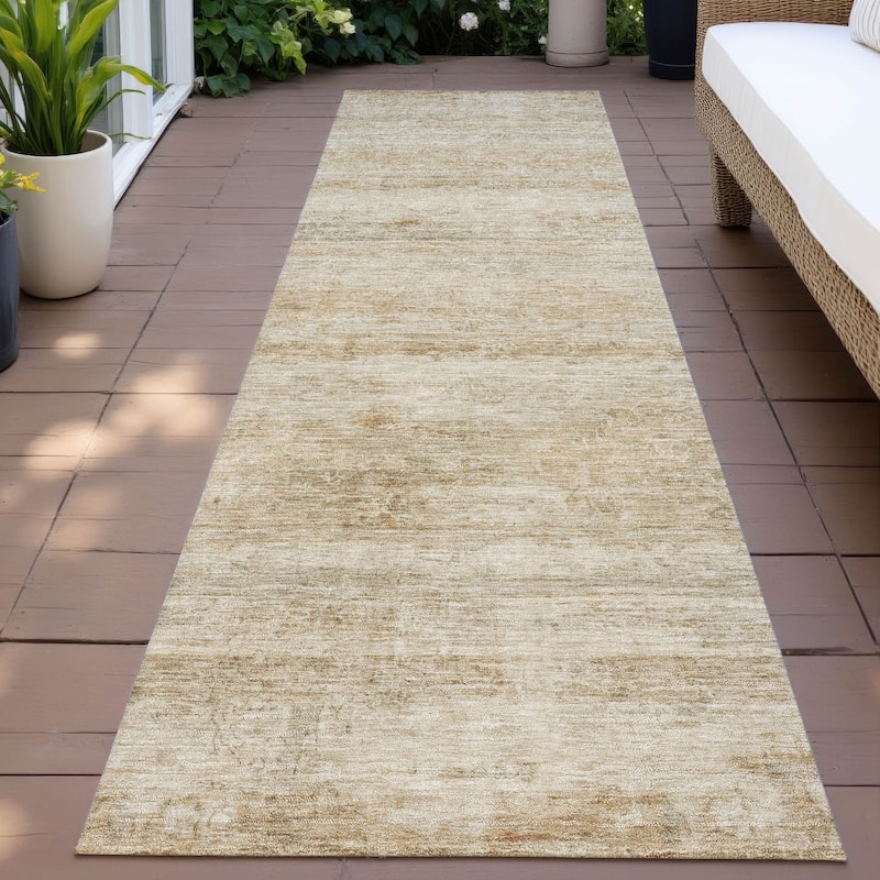 Machine Washable Indoor/Outdoor Watercolor Ombre Chantille Rug - Brown - 2'3" x 7'6"
