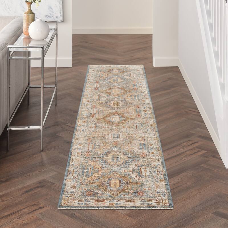 Nourison Petra Traditional Vintage Persian Area Rug - 2' 3" x 10' 2" - Blue