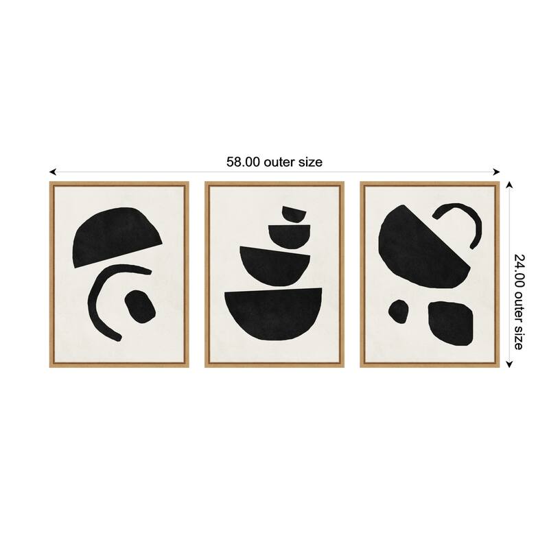 Kate and Laurel Sylvie Black Geometric Abstracts Framed Canvas Art Set by July Art Prints