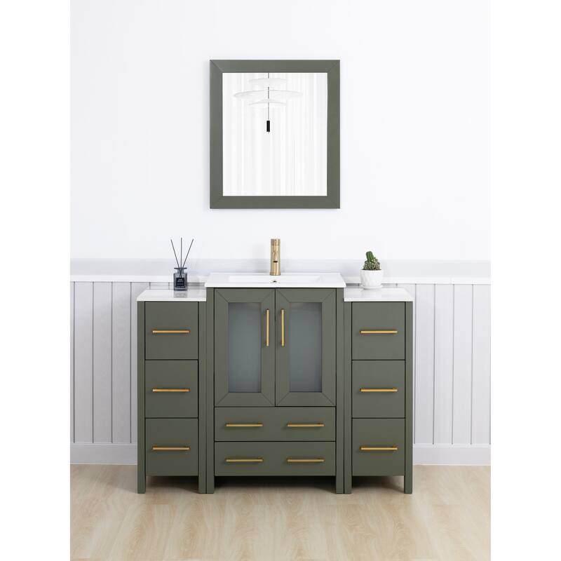 Vanity Art 48 in. Single Sink Bathroom Vanity with Top and Mirror - 48 X 18.1 X 35.8