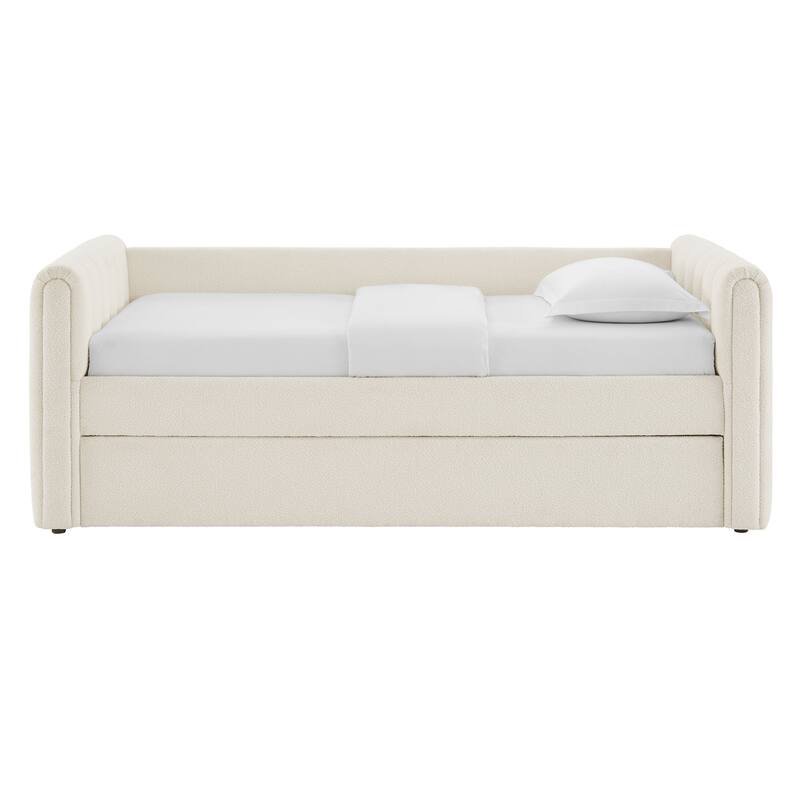 Veyla Channel Tufted Boucle Twin Daybed With Trundle