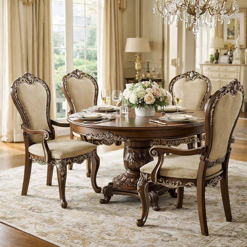 24 Inch Classic Upholstered Armchair, Scrolled Details, Nailhead, Brown