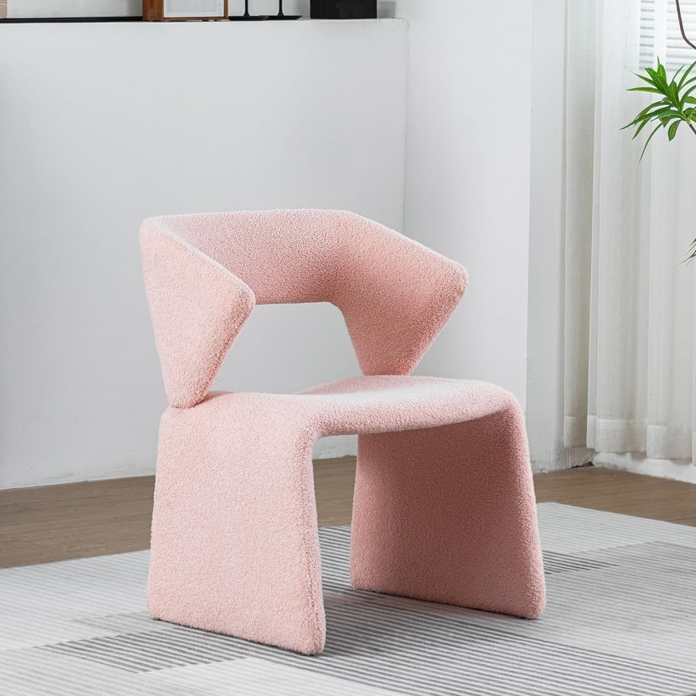XINMICS Modern Sherpa Accent Chair, Teddy Upholstered Arm Single Sofa, Cozy Fluffy Reading Chair