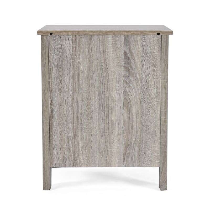 Faux Wood Nightstand with 2 Drawers, Contemporary Design, Easy Toolless Assembly, Storage Organizer for Bedroom