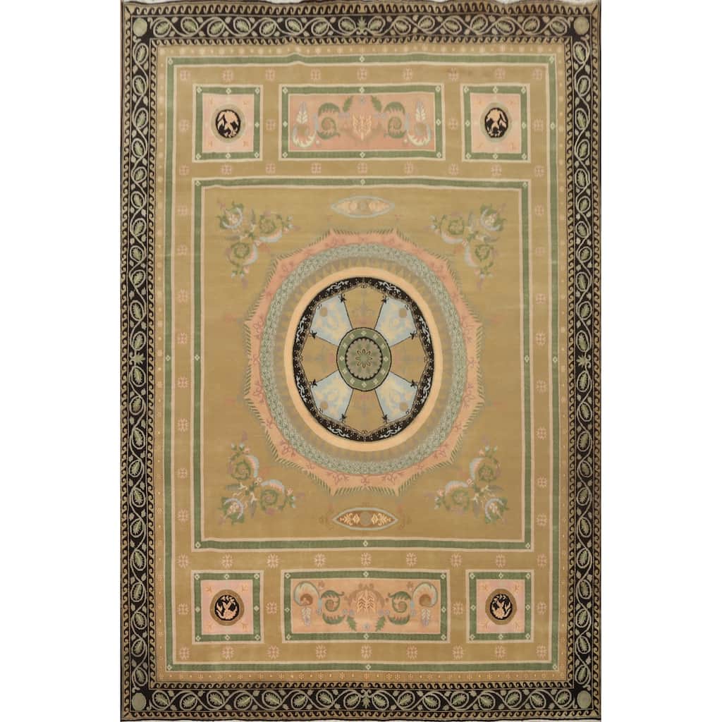 Hand-knotted Traditional Wool Brown Geometric Oriental Area Rug - 11' 8'' X 8' 9''