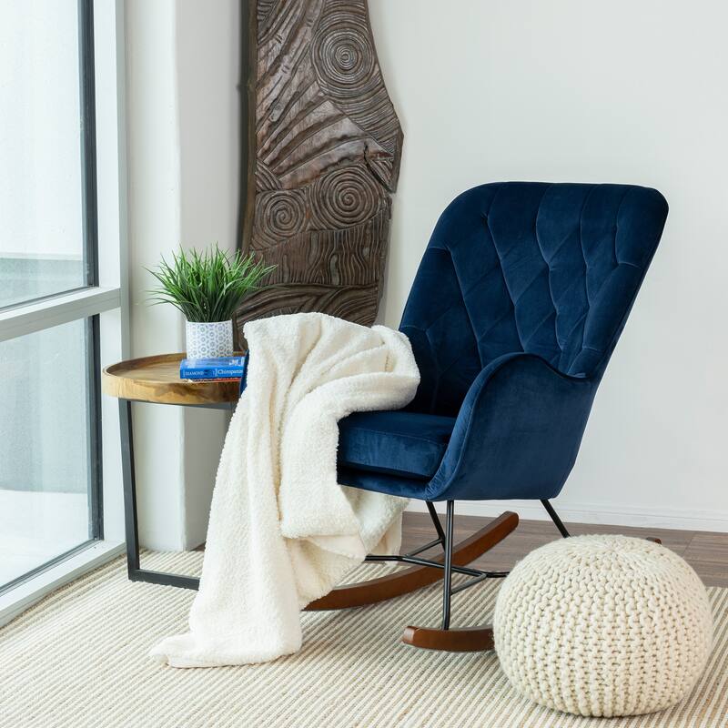 Salisbury Mid-Century Modern Velvet Rocking Chair
