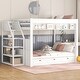 preview thumbnail 4 of 37, Convertible Design Full over Full Size Wooden Bunk Bed with Storage Staircase, Bedside Table, and 3 Drawers,Space Saving-White