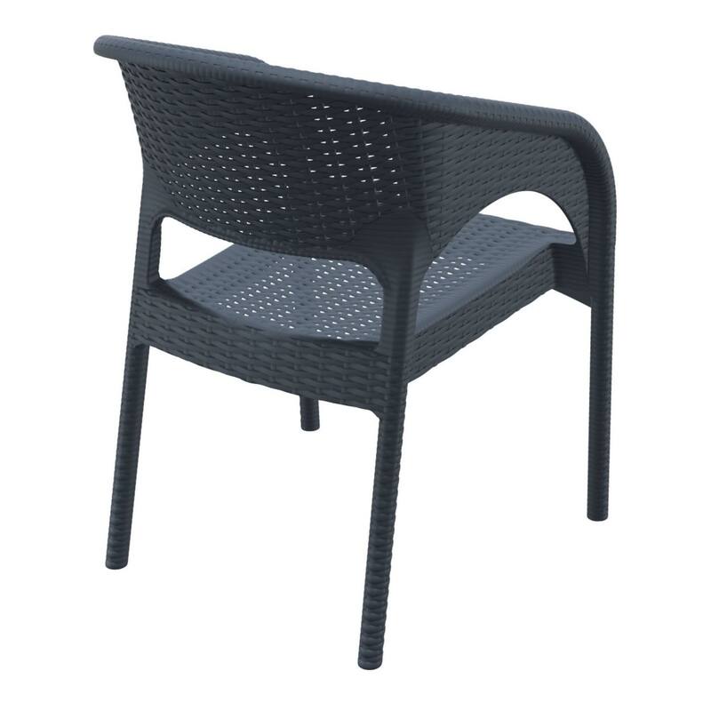 32" Gray Wickerlook Patio Stackable Dining Arm Chair