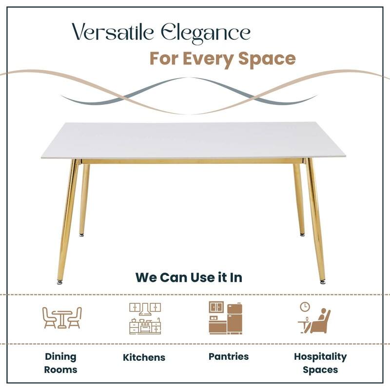 Zayle Dining Table with a 71" Rectangular Top and Gold Steel Base