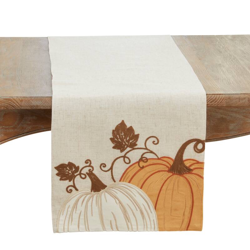 Linen Blend Pumpkins Table Runner - 16"x70" - Orange