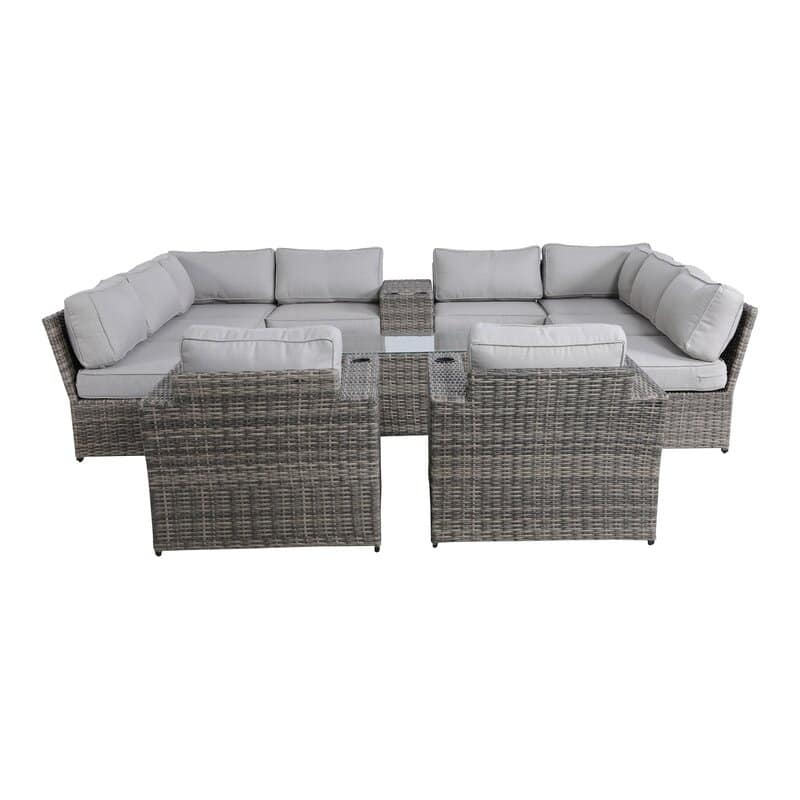 12 Piece Rattan Sectional Seating Group with Cushions