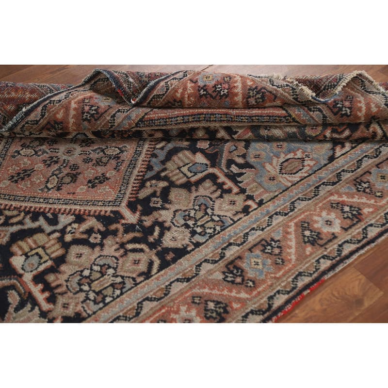 Geometric Mahal Persian Antique Accent Rug Hand-Knotted Wool Carpet - 4'5"x 6'10"