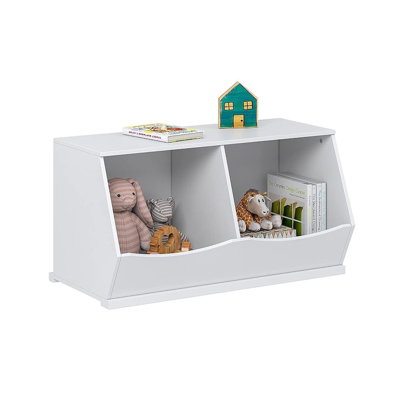 UTEX Toy Storage Organizer,Stackable Kids Toy Storage Cubby,Toy Boxes and Storage for Playroom,Bedroom,Nursery School,White - 2