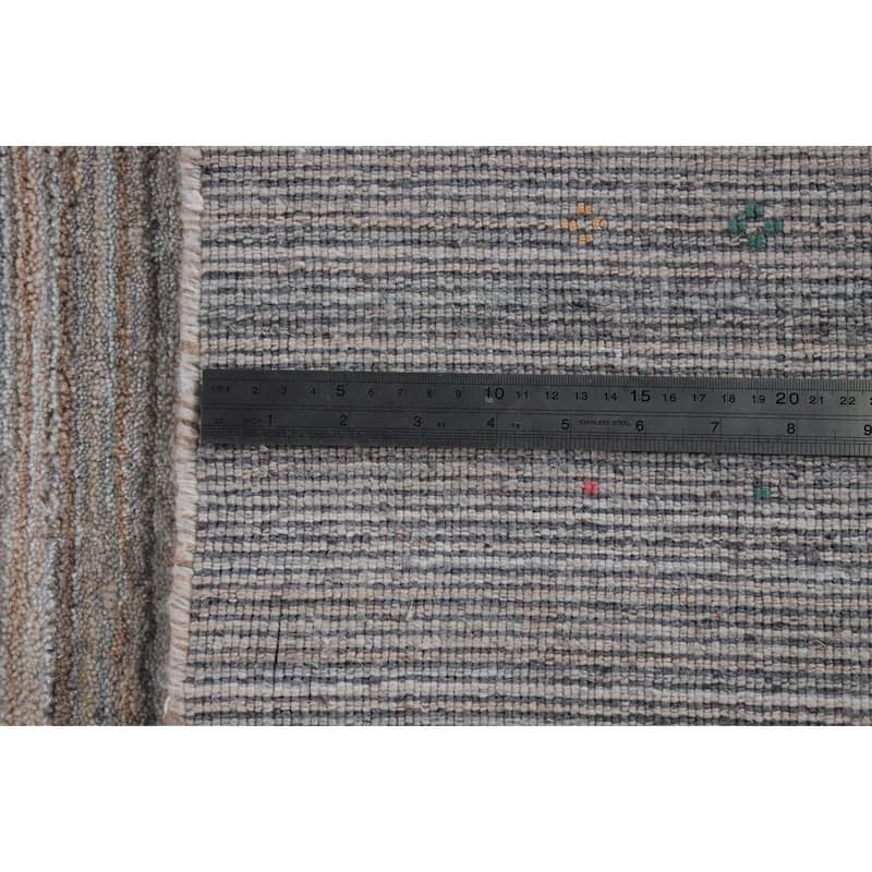 Hand Knotted Oriental 100% Wool Carpet Tribal Stripe Multi-Colored Gabbeh Area Rug - 12' 4'' X 9' 2''