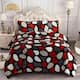 3-Piece Floral Printed Sherpa-Backing Reversible Comforter Set