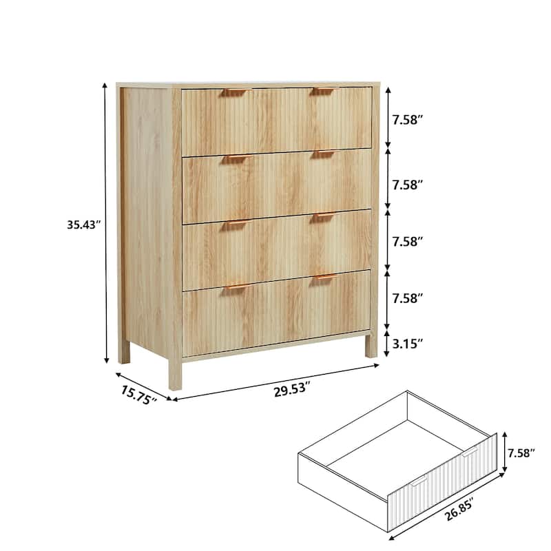 Wooden 4-Drawer Storage Cabinet Dresser
