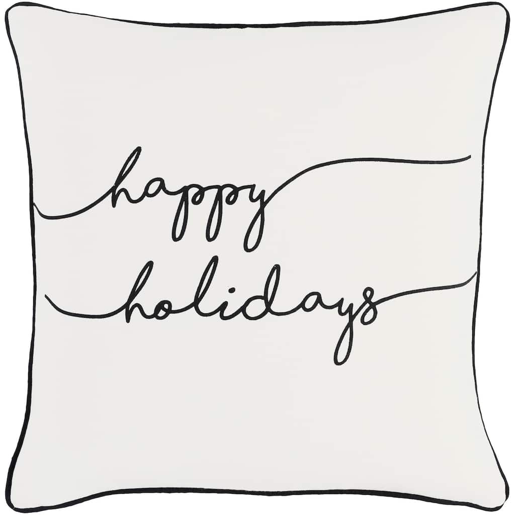 Ferias Holiday White Feather Down or Poly Filled Throw Pillow 18-inch