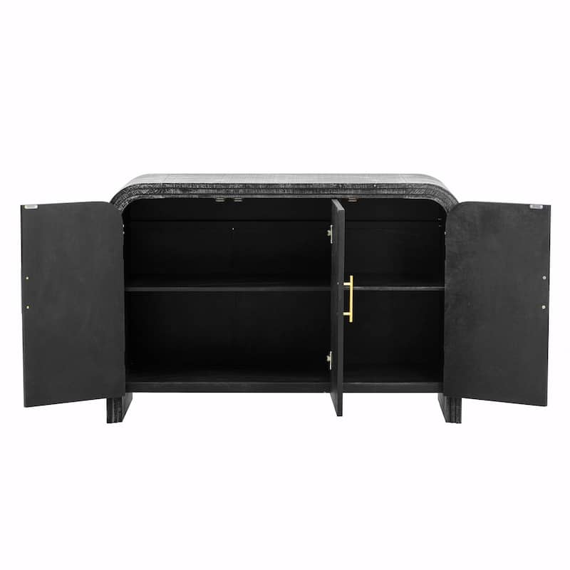 Retro Minimalist Curved Sideboard with Gold Handles and Adjustable Dividers