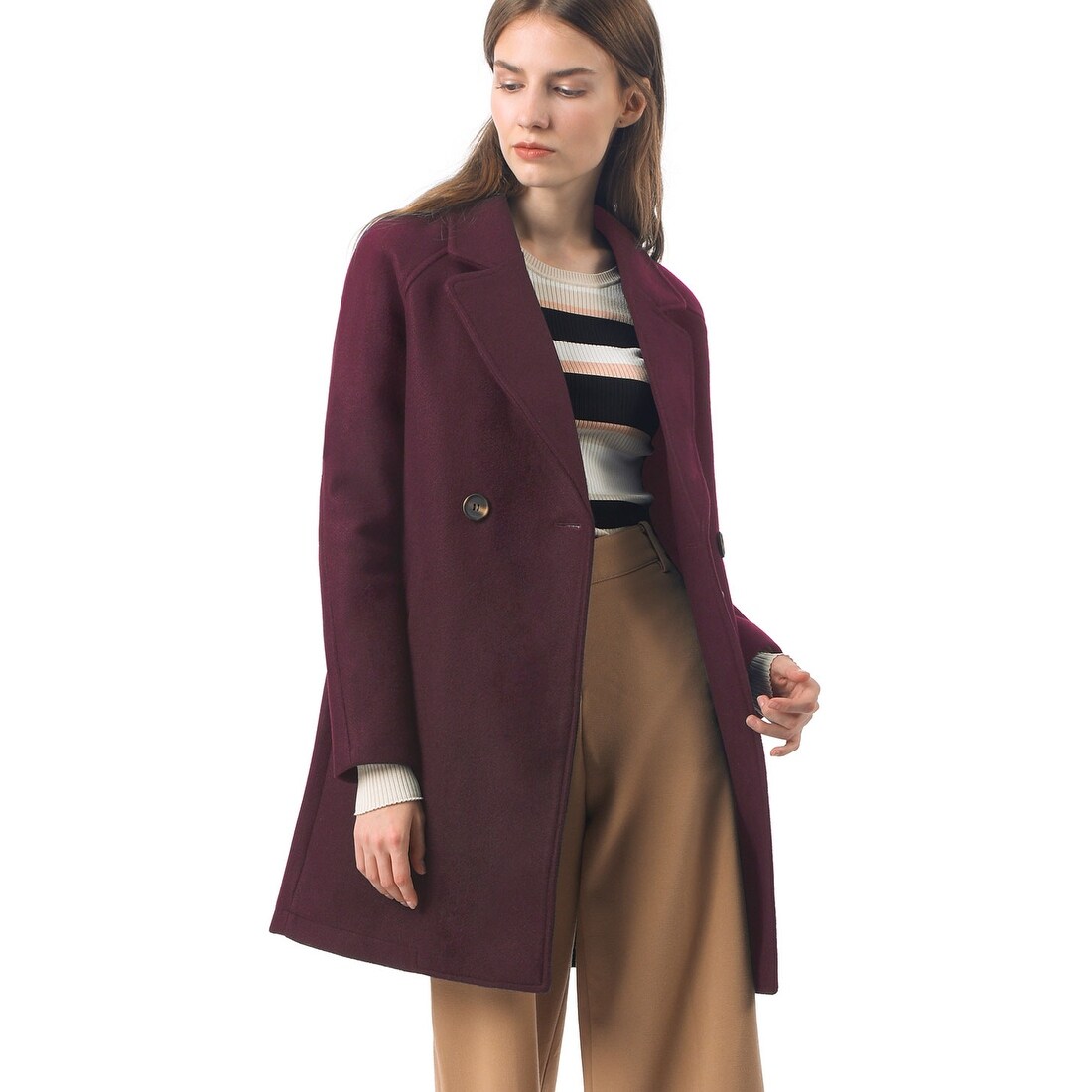 Shop Women S Notched Lapel Double Breasted Raglan Winter Coats