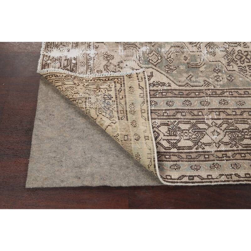 Distressed Geometric Hamedan Persian Area Rug Wool Hand-knotted Carpet - 6'7" x 9'5"