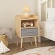 preview thumbnail 26 of 38, Kids Wood Side Table Nightstand With Fabric Drawer and 2-Tier Shelf