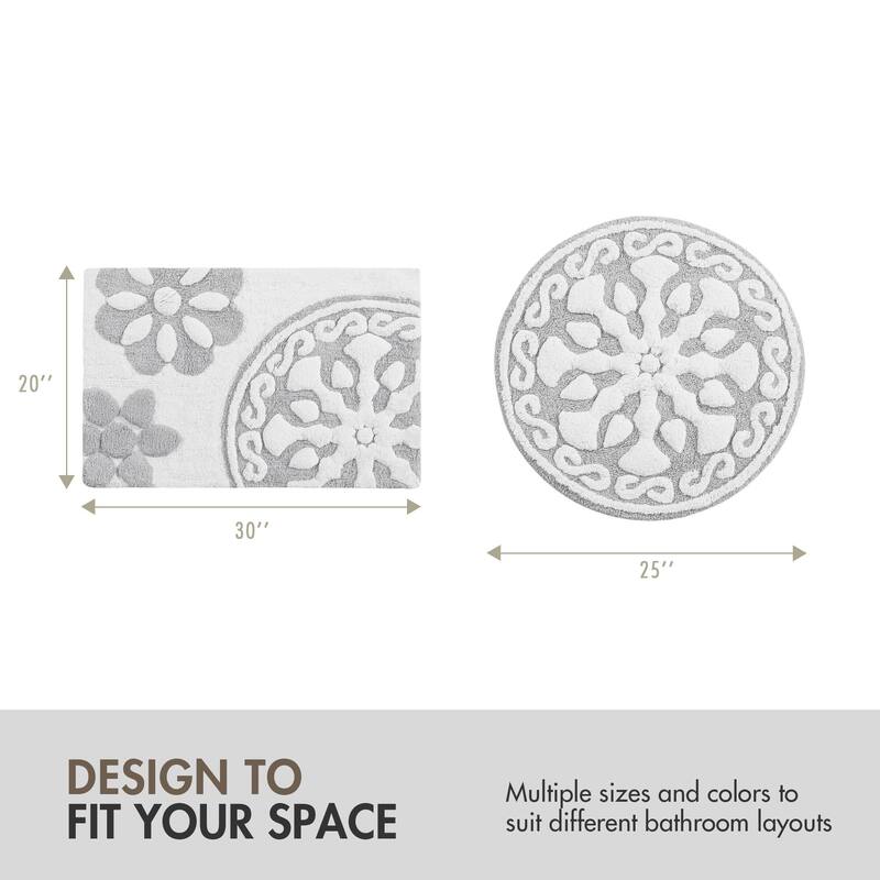 1 Piece 20x30" Medallion Cotton Tufted Bath Rug