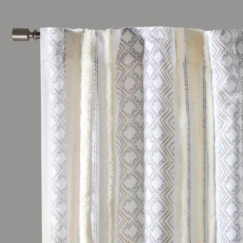 INK+IVY Ebby 2pk Poly Printed Curtain Panel with Tufted Stripe