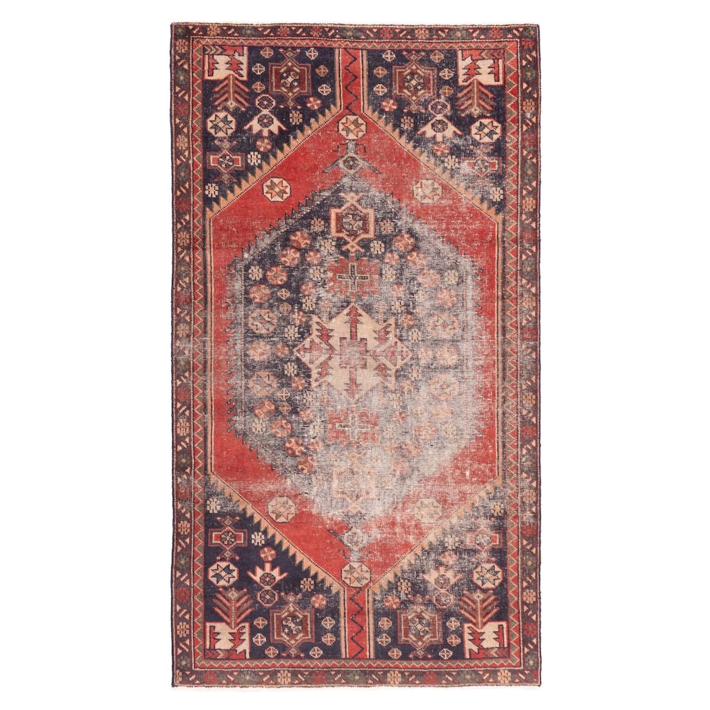 ECARPETGALLERY Hand-knotted Antalya Vintage Red Wool Rug - 4'1 x 7'5