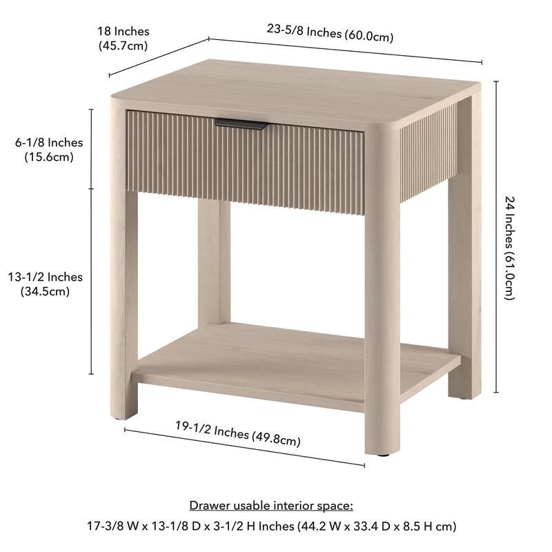 Pomona 24" Wide Rectangular Fluted Nightstand
