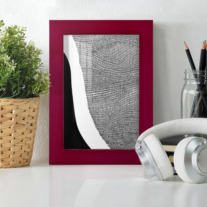 Black & White Abstract I -Framed Print w/glass-Cherry Red