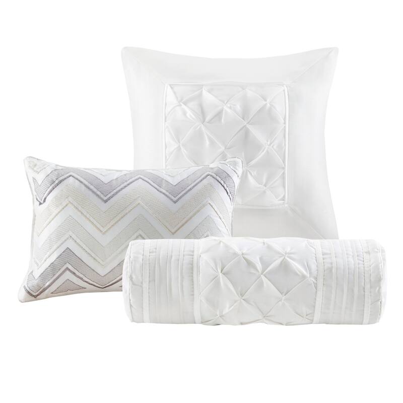 GDF Studio - Laurel 7-Piece Tufted Comforter Set with Decorative Pillows