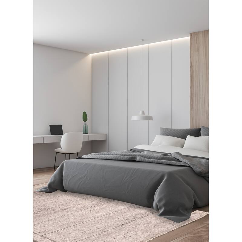 ECARPETGALLERY Hand-knotted Tangier Grey Wool Rug - 5'5 x 7'5