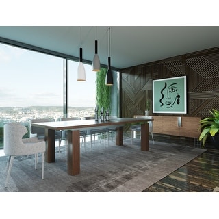 Modrest Maxi Modern Walnut & Stainless Steel Dining Table - Bed Bath ...